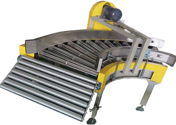 สายพานลำเลียงลูกกลิ้งโค้งสแตนเลสพร้อมขาปรับระดับ SEW มอเตอร์ 0.75 - 1.5 KW