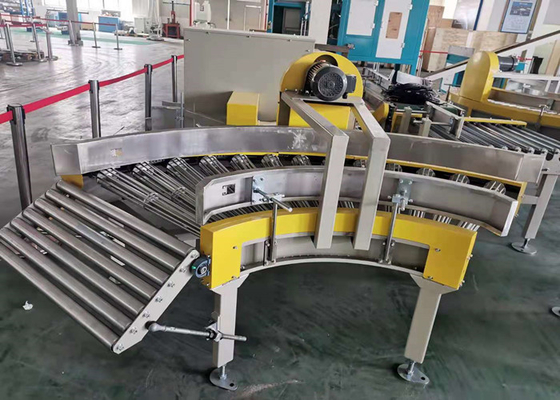 SEW Motor Curve Roller Conveyor 0.75 - 1.5 KW การจัดเรียงพาเลทในสายการบรรจุ